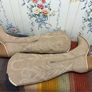 Oasis Society Samara Cedar Wood Knee High Cowgirl Boots Size 6 Western Boho